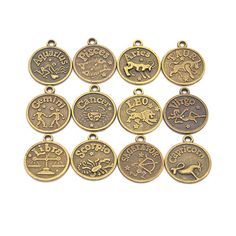 PRICES MAY VARY. MATERIAL: this creative vintage zodiac sign charms are made from high quality zinc alloy, processed by electroplating and engraving. INCLUDES : 2 sets of 12 metal round zodiac charms. You will receive 24pcs in total. Each charm is approximately 20mm x 17.5mm. All these constellation pendants are in high quality, lead-free and nickel-free. APPLICATIONS: These 2 sets of 12 pendant beads are vintage, mysterious yet fashion designed. Great choice for every women girl who loves DIY j Bracelet Craft, Diy Calendar, Craft Decor, Charms For Jewelry Making, Jewelry Making Kit, Vintage Wedding Decorations, Jewelry Making Project, Diy Bracelet, Bracelet Crafts