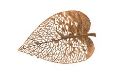 a metal leaf is shown against a white background