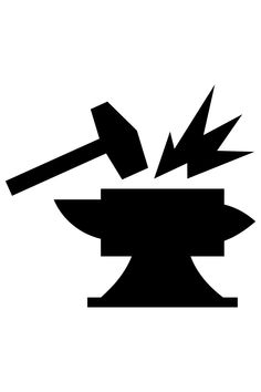 a black and white image of an object with two axes sticking out of it's center