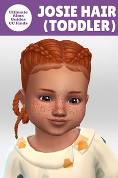 The Josie hair is a really beautiful braided cc hair for toddlers. This middle-part hairstyle is so cute and looks beautiful on all my toddlers #TheSims4 #Sims4CCFinds Sims 4 Toddler Cc Maxis Match, Cc Hair, Middle Part Hairstyles, Middle Parts, The Sims4, More Fun