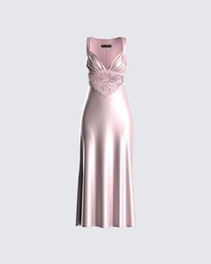 Pure perfection 💓 Your presence will be the only thing they crave in this pink dress. Constructed from poly satin fabric complete with a lace insert, sleeveless style, and midi length - this dress is perfect for all our sassy, yet classy babes 💅 Brand Dress To Impress, Classy Elegant Outfits, Coquette Outfits, Pink Satin Dress, Elegant Outfits, Pink Prom, Pretty Prom Dresses, Gala Dresses, Lace Midi