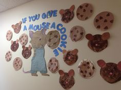 a bulletin board with paper plates and mouses on it that say if you give a mouse a cookie