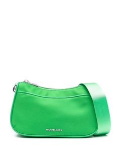 green calf leather silver-tone logo lettering top zip fastening main compartment adjustable shoulder strap detachable coin purse Medium Crossbody Bag, Michael Kors Crossbody Bag, Clutch Pouch, Messenger Bag Backpack, Leather Silver, Womens Crossbody Bag, Kors Jet Set, Green Bag, Clutch Handbag