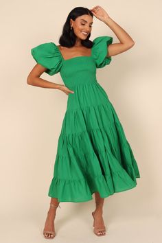 Morgan Tiered Dress - Green - Petal & Pup USA Morgan Dress, Petal And Pup, Resort Dresses, Work Skirts, Mode Casual, Usa Dresses, Dresses By Length, Feminine Look, Midi Length Dress