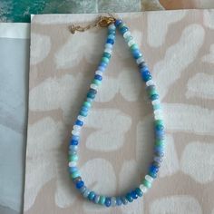 16 + 2” extender. The most beautiful shades of blue Affordable Blue Summer Necklaces, Affordable Blue Necklace With Colorful Beads, Cheap Blue Beaded Necklaces For Vacation, Girl Tribe, Blue Necklace, Belize, Shades Of Blue, Most Beautiful, Shades