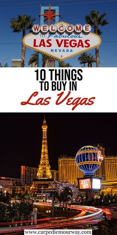 las vegas with the words 10 things to buy in las vegas on top and bottom