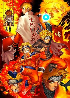 an image of anime characters in front of fire