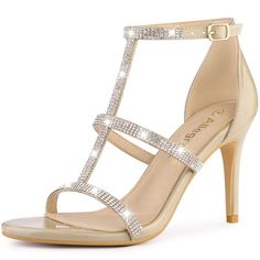 These elegant heels feature a faux leather upper with a stiletto heel, rhinestone detailing, open toe, and ankle strap with rhinestone decor. The smooth lining and cushioned footbed ensure comfort. Ideal for weddings and dressy occasions, these sandals add a sparkle to any outfit. The outsole is made of durable rubber, and the heel is crafted from ABS for stability. Please note that the color may vary slightly according to monitor settings. Elegant Heels, Fun Heels, Strappy Stilettos, Womens Stilettos, Platform Stilettos, Colorful Accessories, Rhinestone Heels, Rhinestone Decor, Open Toe Shoes