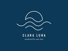 the logo for clara lunaa seafood and raw bar, which is located in an ocean