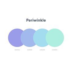 four circles with the words periwinkle in different colors on each one side