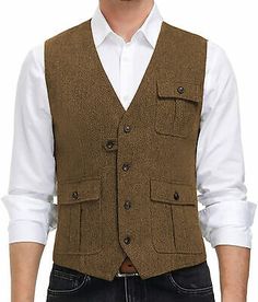 Mens Tweed Waistcoats Vintage Fishing Hunting Herringbone Vests Large XL XXL 3XL | eBay Winter Tweed Vest With Pockets, Fitted Casual Tweed Jacket With Pockets, Fitted Casual Tweed Jacket, Fall Tweed Vest With Pockets, Casual Tweed Vest For Winter, Fitted Sweater Vest With Pockets For Fall, Fitted Fall Sweater Vest With Pockets, Brown Tweed Vest For Winter, Winter Brown Tweed Vest