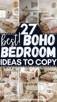 the best boho bedroom ideas to copy in this postcard style photo collage