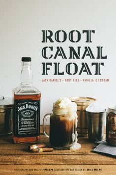 an advertisement for rooti canal filoati with coffee and marshmallows