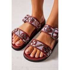 Cool And Casual, These Easy Slide Sandals Are Featured In A Classic Double-Strap Design With Studded Details For An Eye-Catching Accent. Features: Slip-On Style, Backless, Double Leather Strap Design, Adjustable Buckle Closure, Molded Footbed, Suede And Stud Details, Tread Outsole Why We <3 It: This Versatile Pair Can Easily Be Dressed Up Or Down. Fp Collection: Artisan Crafted From Fine Leathers And Premium Materials, Fp Collection Shoes, Bags And Belts Are Coveted For Their Signature Vintage A Free People Shoes, Studded Sandals, Lavender Color, Vintage Aesthetic, Artisan Craft, Slide Sandals, Women's Shoes Sandals, Free People, Shoes Sandals