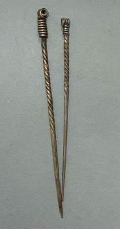 This two old metal hairpins originate from Nepal. The hairpin is 14 cm and 12 cm long. Their weight together is 15 gram. (s23) SHIPPING SHIPMENT is FREE. All items are shipped every week on monday morning after receipt of payment. We send priority airmails. Please consider overseas shipments take usually 5 - 8 days. Insured packets (over 50 cm length / over 1500 gram) I send by standard way. PAYMENT Paypal is preferred.  RETURN POLICY: NO RISK: Any item may be sent back within 14 days. As soon a Art Old, Body Jewellery, Air Mail, Hair Jewelry, Body Jewelry, Nepal, Austria, Hair Pins, Accessory Gift