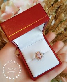 Morganite Halo engagement ring padparadscha sapphire colour | Etsy Pink Oval Diamond Ring With Brilliant Cut, Pink Oval Diamond Ring With Center Stone, Pink Sapphire Ring With Halo Design For Formal Occasion, Formal Pink Sapphire Ring With Halo Design, Formal Pink Wedding Ring With Halo Setting, Luxury Pink Oval Halo Ring, Luxury Pink Halo Ring As Gift, Luxury Pink Halo Ring For Gift, Oval Pink Morganite Diamond Ring