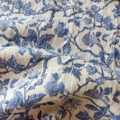 a blue and white floral print fabric