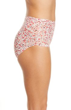 Get a line-free look without sacrificing comfort in these high-waist briefs made from soft, comfy fabric with bonded edges that disappear beneath clothing. Cotton-lined gusset 80% polyester, 20% spandex Machine wash, line dry Imported Lingerie Briefs, High Waist, Floral Print, Floral Prints, Nordstrom, Lingerie, High Waisted, Spandex, Fabric