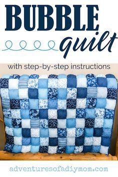 a blue and white checkered pillow with text overlay