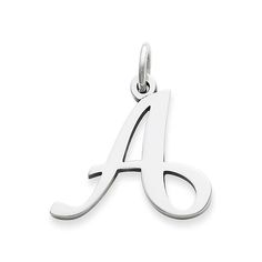 Large Script Initial - James Avery Silver Initial Letter Charm Necklace, Silver Sterling Initial Letter Necklace, Classic Initial Pendant Charm, Elegant Silver Charms With Initials, Classic Silver Initial Necklace With Name, Script Initial, All Letters, Letter Charm, James Avery