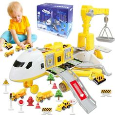 a small child playing with construction toys