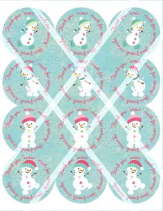 snowmen with hats and scarfs are arranged in the shape of a cross stitch pattern