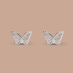 John Greed Tempest Meadow Silver Cut-Out Butterfly Stud Earrings Dainty Studs