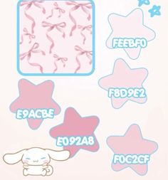 some pink and blue stickers on a white wall with stars, clouds and hearts