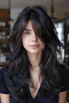 Lob Haircut With Bangs, Haircuts For Long Hair With Layers, Layered Hair With Bangs, Hair Inspiration Long, Hairstyles For Layered Hair, Lob Haircut, Long Layered Haircuts, Long Black Hair