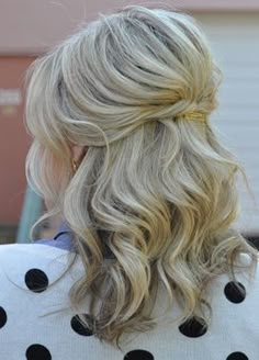 half-up medium-length hair - Google Search Wedding Hairstyles For Medium Hair, Wedding Hair Makeup, Mid Length Hair, Half Up Hair, Wedding Hair And Makeup