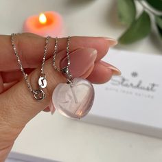 Tender Rose Quartz heart pendant from Madagascar. All crystals are 100% natural and have very soft and tender pink color and some crystal veins. Each crystal is unique and may vary from photo. The chain is very delicate and made of sterling silver filled rhodium, measures 45cm. Comes in luxury gift box and postcard! Rose quartz helps against stress, relieves emotional stress, calmes down, makes your heart spead happiness and love. It removes the pain of old emotional and heart issues.💖 Rose qua Pink Crystal Necklace For Gift, White Gold Crystal Pendant Necklace For Gift, White Gold Pendant Crystal Necklace For Gift, Clear Heart Pendant Jewelry As Gift, Clear Heart Pendant Jewelry Gift, Sterling Silver Crystal Necklace For Valentine's Day Gift, Elegant Heart Pendant Crystal Necklace For Valentine's Day, Elegant Sterling Silver Crystal Necklace For Valentine's Day, Elegant Clear Necklaces For Valentine's Day