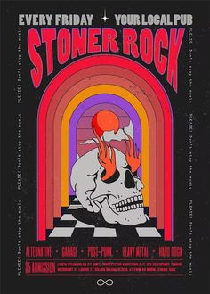 a poster for a rock concert with a skull on it