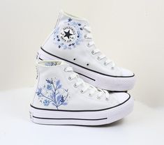 ad eBay - Custom Wedding Converse Platform Wedding Flowers Embroidered Shoes Bridal Flower - Buy Now, click the link (eBay) Converse Plateau, Sneakers Wedding, Embroidered Sneakers, Bridal Sneakers, Embroidered Converse, Converse Platform, Wedding Converse, Wedding Sneakers, Custom Converse