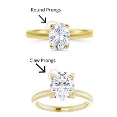 an engagement ring with three prongs and a claw prong