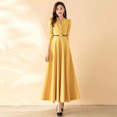 SPECIFICATIONSBrand Name: iYeiheoElasticity: Slight StrechSleeve Style: regularFabric Type: POLYESTERPattern Type: SolidFit Type: SlimSilhouette: A-LINENeckline: NotchedDecoration: noneStyle: Office LadyDresses Length: Ankle-LengthMaterial: POLYESTERAge: MIDDLE AGEOrigin: Mainland ChinaCN: JiangsuSeason: SpringClosure Type: PulloverType: regularMaterial Composition: synthetic fiberWaistline: empireSleeve Length(cm): FullProfile Type: XModel Number: D16071220Place Of Origin: China (mainland)Gende Fall V-neck Midi Dress For Office, Fitted Long Sleeve V-neck Dress In Solid Color, Elegant Yellow V-neck Dress For Spring, Elegant Long Sleeve Solid Color V-neck Dress, Spring V-neck Office Lady Dress, Fall V-neck Office Lady Dress, Winter V-neck Office Dress, Elegant Yellow Long Sleeve Dress, Elegant Long Sleeve Yellow Dress