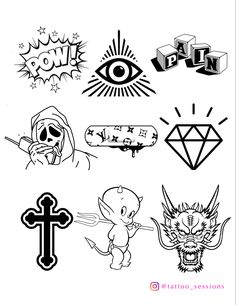 Tattoo flash sheet ideas designs cool art stencil Tattoo Catalog, Tattoo Outline Drawing, Flash Sheet, Tattoo Flash Sheet, Drawing Stencils, Doodle Tattoo, Tatuaje A Color