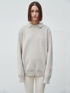 Editor's Notes This clean and minimal pull over knit features a semi-oversized fit and a natural silhouette. It's an essential to pull over on a daily basis.- Collar detail- Clean / minimal fit- Natural silhouette- Semi-oversized fitMeasurements(in.)95 / 100 / 105- Total length: 27.17 in. / 27.56 in. / 27.95 in. - Shoulder: 17.13 in. / 17.91 in. / 18.70 in. - Chest: 19.49 in. / 20.47 in. / 21.85 in. - Sleeve length: 25.20 in. / 25.59 in. / 25.98 in.Model info: Height - 5' 7 F Oversized Sweater With Ribbed Collar For Everyday, Relaxed Fit Sweater With Ribbed Collar For Everyday, Everyday Relaxed Fit Sweater With Ribbed Collar, Classic Oversized Polo Sweater With Ribbed Collar, Oversized Classic Sweater With Ribbed Collar, Beige Sweater With Ribbed Collar For Everyday, Beige Ribbed Collar Sweater For Everyday, Beige Top With Ribbed Collar For Everyday, Beige Tops With Ribbed Collar For Everyday