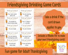 an image of thanksgiving drinking game cards