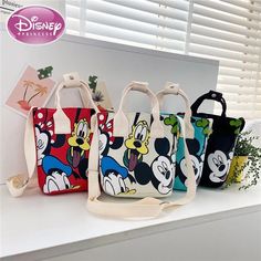 Disney Children's Bags 2024 New Trendy Korean Style Canvas Hand-held Shoulder Bag Cartoon Cute Mickey Cartoons, Cartoon Bag, Cute Canvas, Canvas Crossbody Bag, Duck Canvas, Animal Fashion, Shoulder Tote Bag, Chest Bag, Cute Pattern