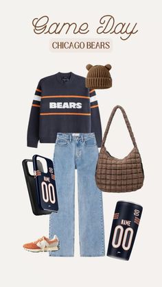 Show your Bears pride with our stylish Chicago Bears NFL game day outfit ideas! From classic jerseys to cozy hoodies and trendy accessories, we’ve got the perfect outfit for every fan. Personalize your look with your name and favorite player’s number for a unique touch. Whether you’re at Soldier Field or enjoying the game at home, you’ll be ready to support the Bears in style this NFL season! Nfl Game Day Outfit, Nfl Game Outfit, Sec Football, Nfl Games