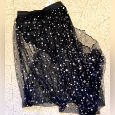 Fun Windsor Sheer Star-Patterned Skirt, Size Large. There Is A Panty-Like Cover Attached To The Skirt. - Perfect For Summer Festivals And Vacation - Brand New, With Tags - Light, Breathable Fabric - High-Waisted Make A Bundle Of 3+ Items And Get 35% Off! Black Star Print Bottoms For Night Out, Star Skirt, Patterned Skirt, Summer Festivals, Summer Festival, Skirt Pattern, Windsor, Breathable Fabric, Womens Skirt