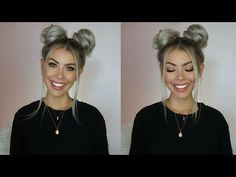 Easy Space Buns, Space Buns Tutorial, Quick Bun Hairstyles, Buns Tutorial, Hairstyles Magazine, Quick Bun, Space Buns Hair, Two Buns Hairstyle, Chignon Simple