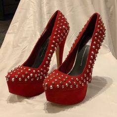 Brand New With Bag Never Been Worn. Red Suede Material. Bin 7 Red Platform Heels, Dr Wardrobe, Red Platform, Dolce Vita Shoes, Suede Material, Red Suede, Platform Heels, Women Shoes, Brand New