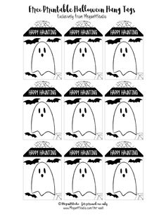 the printable halloween hang tags for kids to use in crafts and crafts, including ghost faces