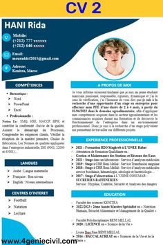 a blue and yellow cvt resume with an image of a man's face