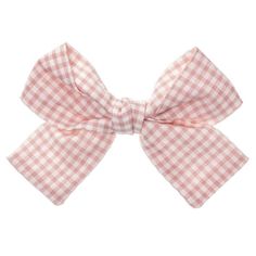 a pink and white checkered bow tie