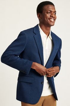 Knit Blazer | Bonobos Classic Button-up Tweed Jacket With Double Button Closure, Classic Tweed Button-up Jacket With Double Button Closure, Classic Tweed Jacket With Double Button Closure, Casual Semi-formal Sport Coat With Single Button, Classic Collared Sport Coat With Patch Pockets, Casual Unstructured Outerwear With Single Button, Casual Sport Coat With Welt Pockets And Flat Front, Casual Notched Blazer For Business, Unstructured Blazer With Welt Pockets And Lapel Collar