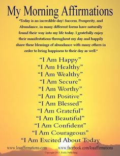 a poster with the words'my morning affirmations '