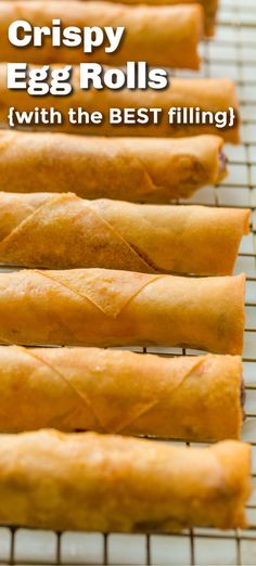 crispy egg rolls with the best filling on a baking rack for buns or sandwiches