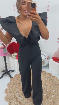 Show Out Flare Sleeve Jumpsuit, Black – Everyday Chic Boutique Elegant V-neck Jumpsuits And Rompers For Going Out, Chic V-neck Jumpsuits And Rompers For Party, Sleek Formal Jumpsuits And Rompers With V-neck, Sleek Formal V-neck Jumpsuits And Rompers, Chic Puff Sleeve Jumpsuits And Rompers For Party, Elegant Spring Jumpsuit With Puff Sleeves, Glamorous Black V-neck Jumpsuit Or Romper, Elegant Spring Puff Sleeve Jumpsuits And Rompers, Spring Elegant Puff Sleeve Jumpsuits And Rompers